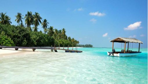 turquoise water and soft, snow-white sand